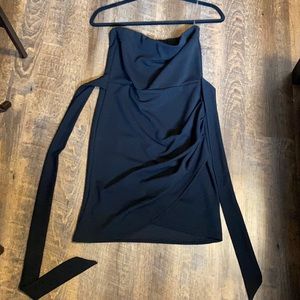 Good condition, strapless black dress, size medium.